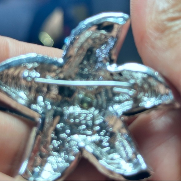 Vintage Starfish Brooch Blue Enamel Multicolor Rhinestones and Faux Pearl signed - Picture 7 of 12